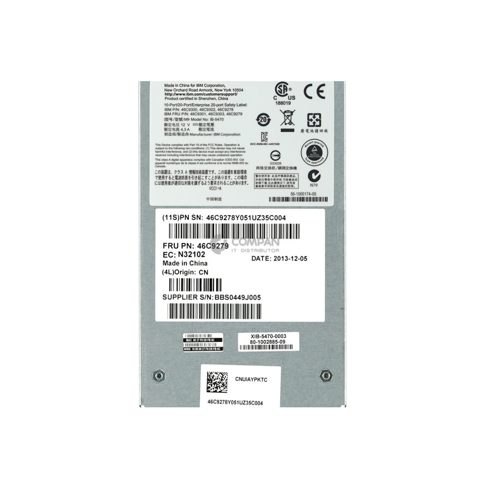 46C9279 IBM BROCADE 6-PORT SFP+ 8GB FC SAN SWITCH MODULE FOR IBM BLADECENTER